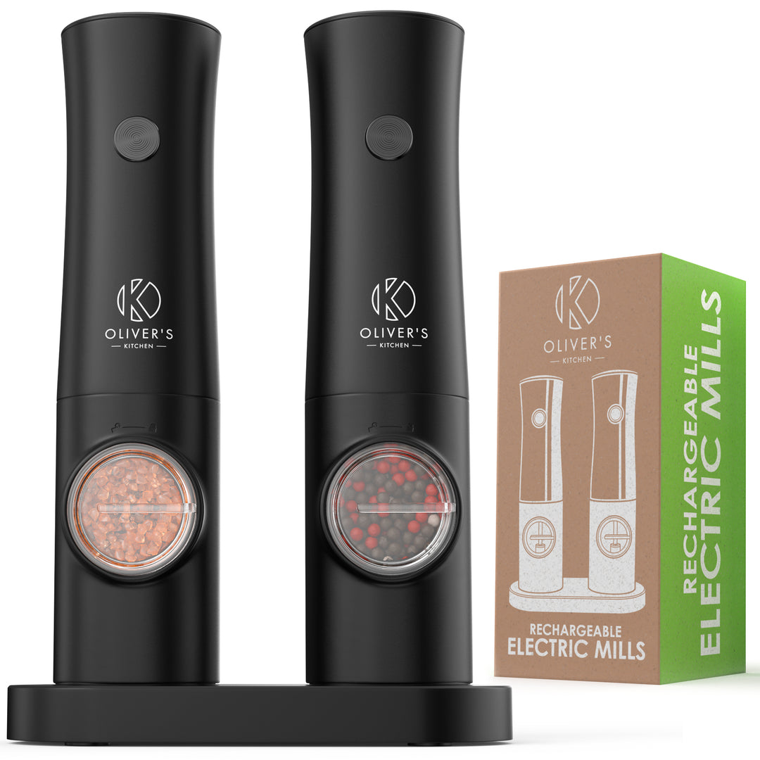 Electric Salt and Pepper Mills Grinders - Rechargeable USB-C by Oliver's Kitchen sold by Oliver's Kitchen
