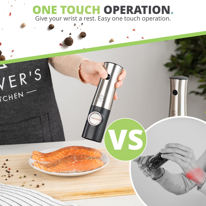 Electric Salt and Pepper Mills Grinders - Rechargeable USB-C by Oliver's Kitchen sold by Oliver's Kitchen