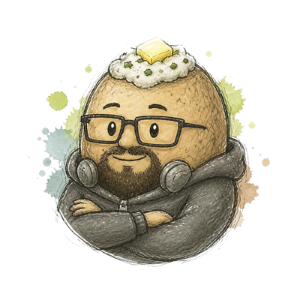 Cheeky Bites jacket potato character with arms folded