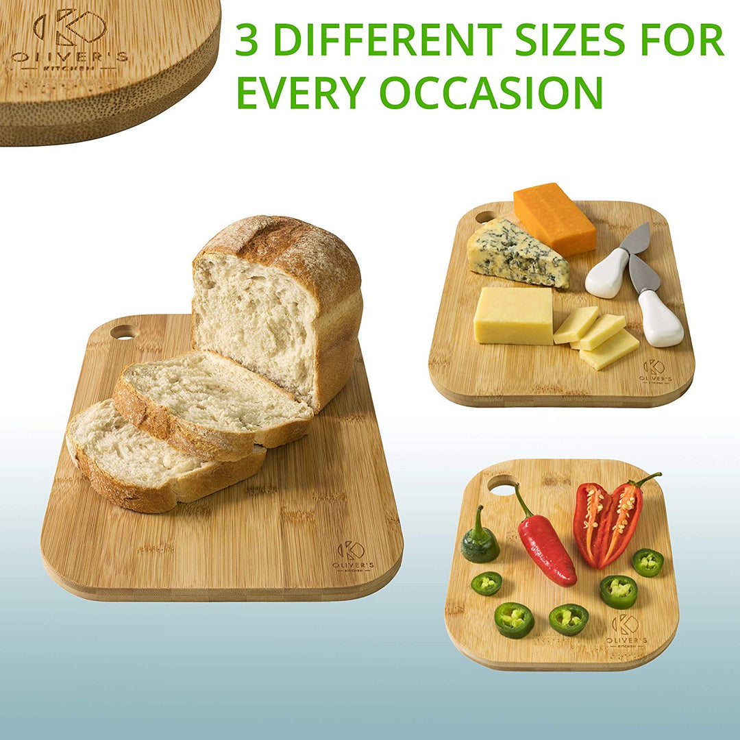  3 x Set of Wooden Bamboo Chopping Boards by Oliver's Kitchen sold by Oliver's Kitchen 