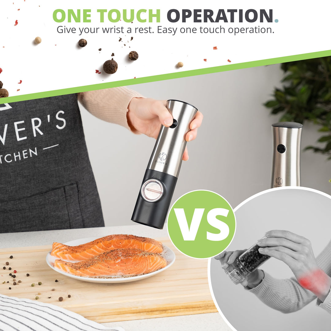  Electric Salt and Pepper Mills Grinders - Rechargeable USB-C by Oliver's Kitchen sold by Oliver's Kitchen 