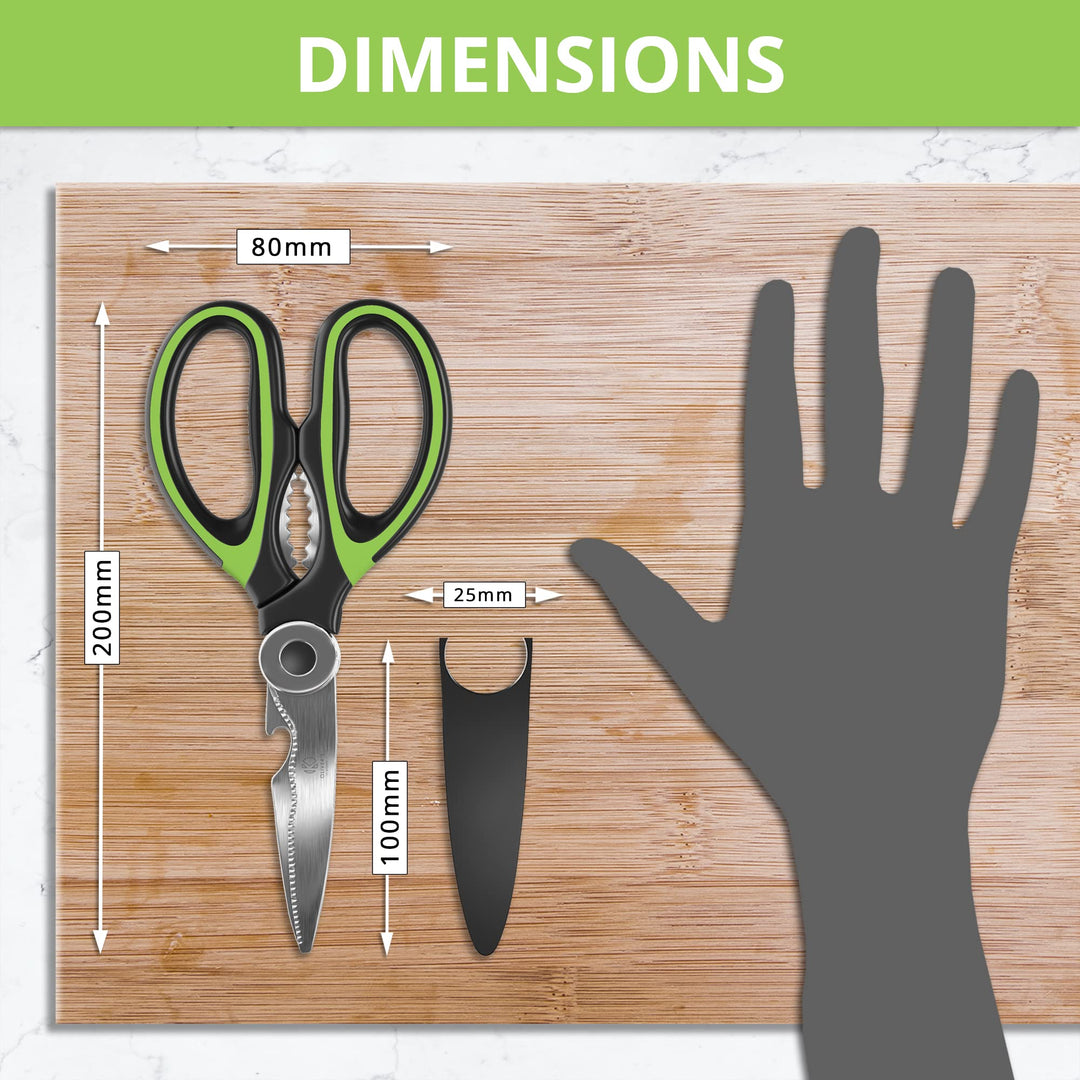  Oliver's Kitchen ® Scissors - Super Sharp & Heavy Duty - Multifunctional with Built in Bottle Opener & Safety Cover by Oliver's Kitchen sold by Oliver's Kitchen 