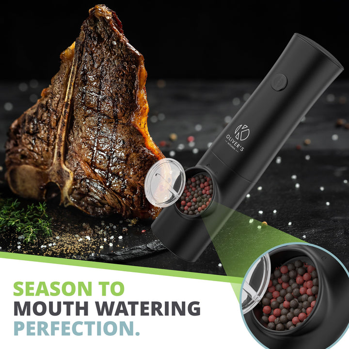  Electric Salt and Pepper Mills Grinders - Rechargeable USB-C by Oliver's Kitchen sold by Oliver's Kitchen 