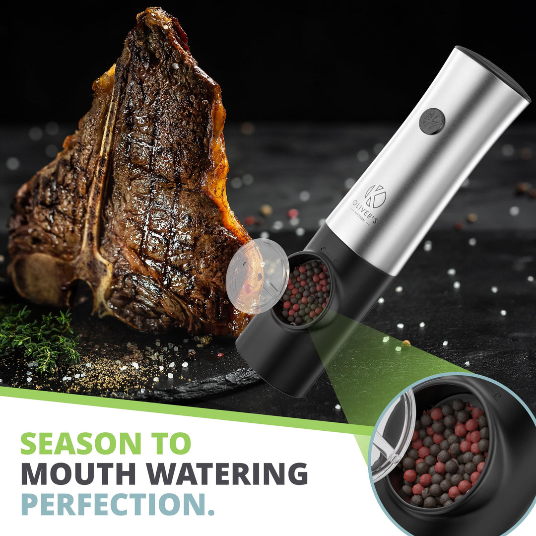  Electric Salt and Pepper Mills Grinders - Rechargeable USB-C by Oliver's Kitchen sold by Oliver's Kitchen 